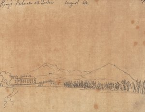 Koninklijk Paleis in Portici, 28 Augustus door John Robert Cozens