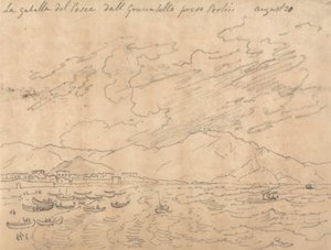 La Gabella del Pesce dal Granabello Preso Portici, 20 augustus door John Robert Cozens