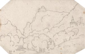 Bergzicht met gebouwen