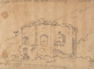 De tempel van Venus aan de baai van Baia, 2 december door John Robert Cozens