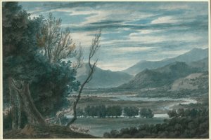 De vallei van de Eisak bij Brixen in de Tirol door John Robert Cozens