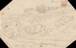 Villa nabij Siena door John Robert Cozens