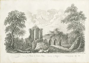 Croxden Abdij: pen en inkt tekening