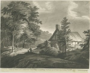 Rugeley - Cottage bij Etchinghill: donkere sepia was tekening, 1835