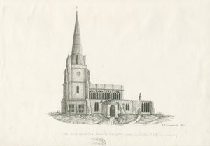 Uttoxeter Kerk [Oud]: pen en inkt tekening, 1836