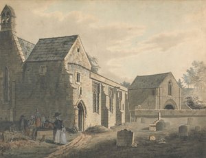 Kerk, kerkhof en figuren (Het kerkhof) door John Roe of Warwick