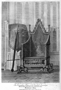 De kroningsstoel van de Engelse vorsten, Westminster Abbey, Londen, 1810
