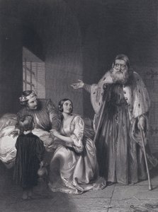 Francesco Foscari, Doge van Venetië, die de ballingschap van zijn zoon Giacopo uitspreekt door John Rogers (after) Herbert