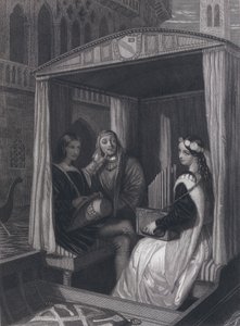 Lady Viola en haar leraren (gravure)