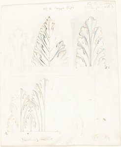 Ornamentale studie met acanthusmotief voor "The Stones of Venice" door John Ruskin