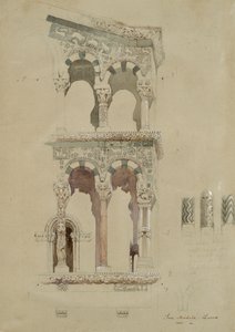 Deel van de gevel van de verwoeste kerk van San Michele in Foro, Lucca, zoals het verscheen in 1845 door John Ruskin