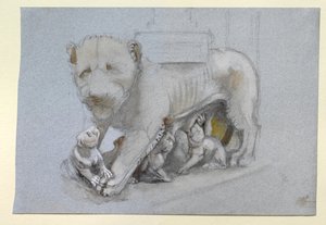 Schets van leeuwin en welpen van Nicola Pisano