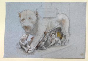 Schets van leeuwin en welpen van Nicola Pisano