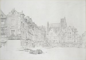 Studie voor (detail) van de Markt, Abbeville, september - oktober 1868 door John Ruskin