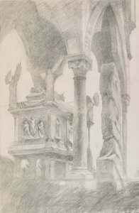 Studie van het graf van Mastino II della Scala in Verona, ca. 1869 door John Ruskin