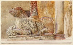De Gryphon die de noordelijke Schacht van de westelijke Ingang van de Duomo draagt, Verona, 18-28 juni 1869