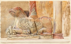De Gryphon draagt de noordelijke schacht van de westelijke ingang van de Duomo, Verona