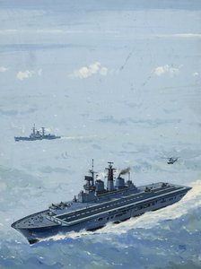 HMS Invincible (gouache op papier) door John S. Smith