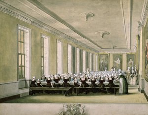 De eetkamer van de meisjes van het Foundling Hospital, 1773 door John Sanders