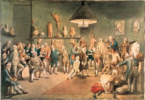 De academici van de Koninklijke Academie in Londen, kopie naar een schilderij van Johann Zoffany (1733-1810)