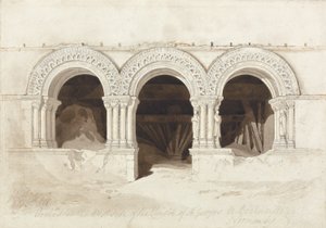 Bogen aan de westkant van het klooster van St. Georges de Boscherville, nabij Rouen, Normandië door John Sell Cotman