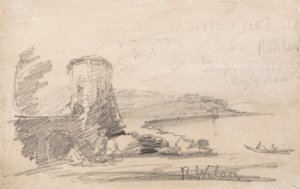 Brug en toren, naar Richard Wilson door John Sell Cotman