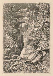 Liber Studiorum: Plaat 10, De Duivelsbrug, Cardinganshire door John Sell Cotman