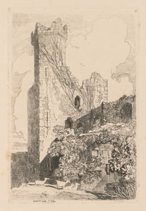 Liber Studiorum: Plaat 32, Caernarvon Castle, N. Wales, 1838 door John Sell Cotman