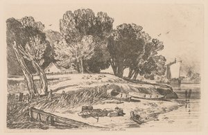 Liber Studiorum: Plaat 8, Millbank aan de Theems door John Sell Cotman