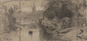 Rivierlandschap, waarschijnlijk bij Thorpe, Norfolk door John Sell Cotman