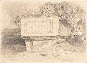 Verwoest graf met inscriptie "A.M.G." door John Sell Cotman
