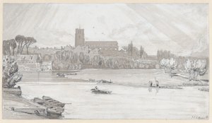 De stad Beccles gezien vanaf de brug, Suffolk door John Sell Cotman