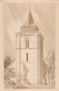 Toren van de dorpskerk van Saint Maclou, Normandië door John Sell Cotman