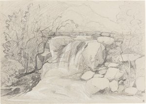 Waterval met rotsen door John Sell Cotman