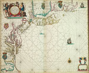 Een kaart van de zeekusten van New England, New Jersey, Virginia, Maryland en Carolina van Cape Cod tot Cape Hatteras