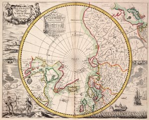 Polaire projectiekaart met poolcirkel, c.1680