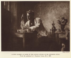 Alfred Gilbert, Engelse beeldhouwer (fotogravure) door John Seymour (after) Lucas