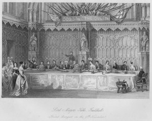 Tafel van de Lord Mayor, Guildhall. Groot banket op 9 november