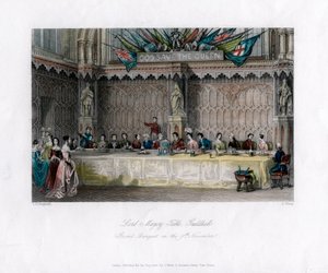 De Tafel van de Lord Mayor, groot banket, Guildhall, City of London