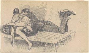 Koppel op een bed, ca. 1874-1877