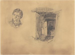 Hoofd van een jongen en de ingang van een hut, 1871 door John Singer Sargent