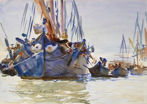 Italiaanse zeilvaartuigen voor anker, ca. 1904-1907 door John Singer Sargent