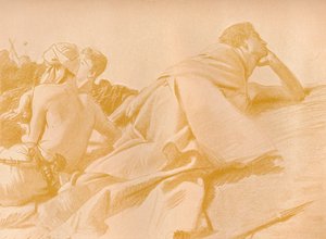 Liggende Figuren David in Sauls Kamp, ca. 1905 door John Singer Sargent