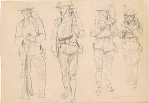Studies voor "De oorlog ingaan" door John Singer Sargent