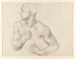 Studie van Clytemnestra voor Orestes achtervolgd door de Furiën, muurschildering, trap, Museum of Fine Arts, Boston