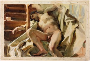 Studie van een liggende mannelijke naakt door John Singer Sargent