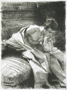 Studie van een Zittende Jonge Man, 1895 door John Singer Sargent