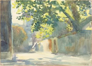 Zonnige muur onder een boom, c. 1913 door John Singer Sargent