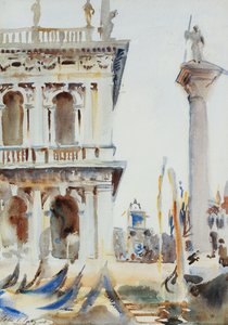 De Hoek van de Libreria, met de Zuil van St. Theodore, Venetië, 1904 door John Singer Sargent