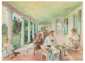 De Piazza; Op de veranda door John Singer Sargent